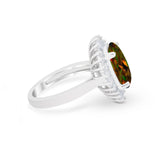 Oval Vintage Art Deco Wedding Ring Round Cubic Zirconia 925 Sterling Silver