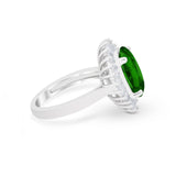 Oval Vintage Art Deco Wedding Ring Round Cubic Zirconia 925 Sterling Silver