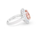 Oval Vintage Art Deco Wedding Ring Round Cubic Zirconia 925 Sterling Silver