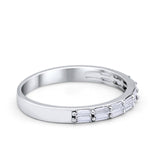 Half Eternity Wedding Band Ring Baguette Simulated CZ 925 Sterling Silver