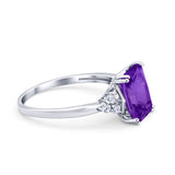 Art Deco Wedding Ring Round Simulated Cubic Zirconia 925 Sterling Silver