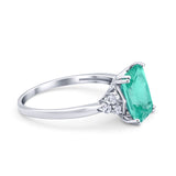 Art Deco Wedding Ring Round Simulated Cubic Zirconia 925 Sterling Silver