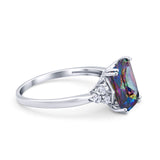 Art Deco Wedding Ring Round Simulated Cubic Zirconia 925 Sterling Silver