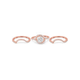 Three Piece Ring Band Round Simulated Cubic Zirconia 925 Sterling Silver