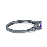 Petite Dainty Wedding Ring Simulated Round Cubic Zirconia 925 Sterling Silver