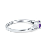 Petite Dainty Wedding Ring Simulated Round Cubic Zirconia 925 Sterling Silver