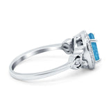 Oval Engagement Ring Halo Simulated Cubic Zirconia 925 Sterling Silver