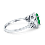 Oval Engagement Ring Halo Simulated Cubic Zirconia 925 Sterling Silver