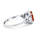 Oval Engagement Ring Halo Simulated Cubic Zirconia 925 Sterling Silver