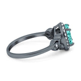 Oval Engagement Ring Halo Simulated Cubic Zirconia 925 Sterling Silver