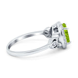 Oval Engagement Ring Halo Simulated Cubic Zirconia 925 Sterling Silver