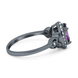 Oval Engagement Ring Halo Simulated Cubic Zirconia 925 Sterling Silver