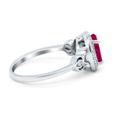 Oval Engagement Ring Halo Simulated Cubic Zirconia 925 Sterling Silver