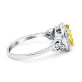 Oval Engagement Ring Halo Simulated Cubic Zirconia 925 Sterling Silver