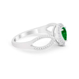 Teardrop Wedding Ring Pear Round Simulated Cubic Zirconia 925 Sterling Silver