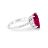 Teardrop Wedding Engagement Ring Pear Round Cubic Zirconia 925 Sterling Silver