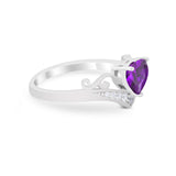 Heart Filigree Thumb Ring Round Simulated Cubic Zirconia 925 Sterling Silver