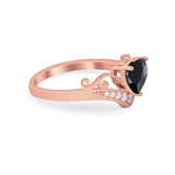 Heart Filigree Thumb Ring Round Simulated Cubic Zirconia 925 Sterling Silver