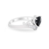 Heart Filigree Thumb Ring Round Simulated Cubic Zirconia 925 Sterling Silver