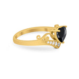 Heart Filigree Thumb Ring Round Simulated Cubic Zirconia 925 Sterling Silver