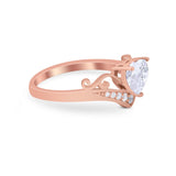 Heart Filigree Thumb Ring Round Simulated Cubic Zirconia 925 Sterling Silver