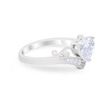 Heart Filigree Thumb Ring Round Simulated Cubic Zirconia 925 Sterling Silver