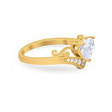Heart Filigree Thumb Ring Round Simulated Cubic Zirconia 925 Sterling Silver