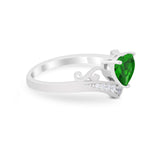 Heart Filigree Thumb Ring Round Simulated Cubic Zirconia 925 Sterling Silver