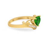 Heart Filigree Thumb Ring Round Simulated Cubic Zirconia 925 Sterling Silver