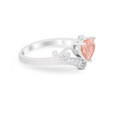 Heart Filigree Thumb Ring Round Simulated Cubic Zirconia 925 Sterling Silver