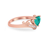 Heart Filigree Thumb Ring Round Simulated Cubic Zirconia 925 Sterling Silver