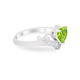 Heart Filigree Thumb Ring Round Simulated Cubic Zirconia 925 Sterling Silver