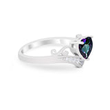 Heart Filigree Thumb Ring Round Simulated Cubic Zirconia 925 Sterling Silver