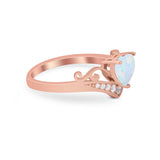 Heart Filigree Thumb Ring Round Simulated Cubic Zirconia 925 Sterling Silver