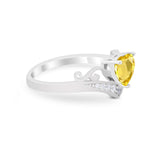 Heart Filigree Thumb Ring Round Simulated Cubic Zirconia 925 Sterling Silver