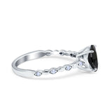Solitaire Accent Wedding Ring Round Simulated Cubic Zirconia 925 Sterling Silver
