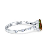 Solitaire Accent Wedding Ring Round Simulated Cubic Zirconia 925 Sterling Silver