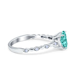 Solitaire Accent Wedding Ring Round Simulated Cubic Zirconia 925 Sterling Silver