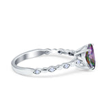 Solitaire Accent Wedding Ring Round Simulated Cubic Zirconia 925 Sterling Silver