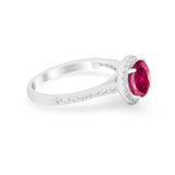 Accent Dazzling Wedding Ring Round Simulated Cubic Zirconia 925 Sterling Silver