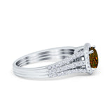 Halo Engagement Ring Accent Dazzling Simulated Cubic Zirconia 925 Sterling Silver