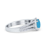 Halo Engagement Ring Accent Dazzling Simulated Cubic Zirconia 925 Sterling Silver