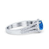 Halo Engagement Ring Accent Dazzling Simulated Cubic Zirconia 925 Sterling Silver