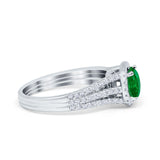 Halo Engagement Ring Accent Dazzling Simulated Cubic Zirconia 925 Sterling Silver