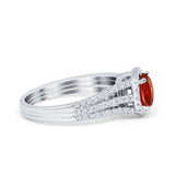 Halo Engagement Ring Accent Dazzling Simulated Cubic Zirconia 925 Sterling Silver