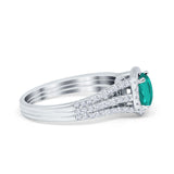 Halo Engagement Ring Accent Dazzling Simulated Cubic Zirconia 925 Sterling Silver