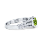 Halo Engagement Ring Accent Dazzling Simulated Cubic Zirconia 925 Sterling Silver