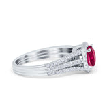 Halo Engagement Ring Accent Dazzling Simulated Cubic Zirconia 925 Sterling Silver