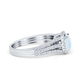 Halo Engagement Ring Accent Dazzling Simulated Cubic Zirconia 925 Sterling Silver