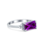 Sideways Fashion Ring Dainty Simulated Cubic Zirconia 925 Sterling Silver